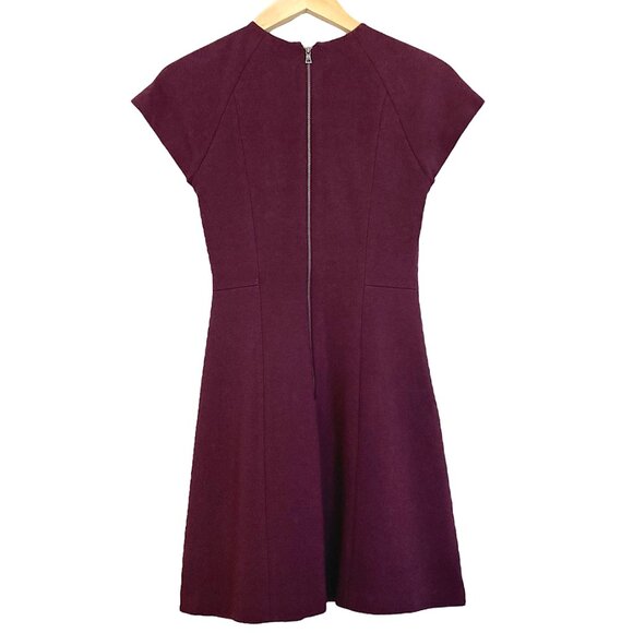 ALICE + OLIVIA Reanne Cap Sleeve A-Line Ponte Knit Dress with Pockets Purple - Picture 9 of 13